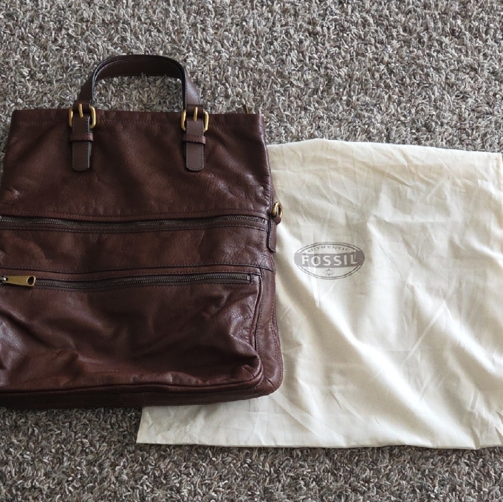 Fossil Dark Brown Leather Explorer Tote